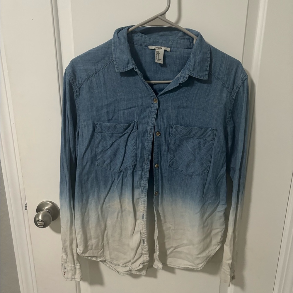 Forever 21 Ombre denim Chambray button up